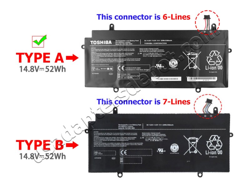 4Cell 52Wh Toshiba Satellite L50-B-14L L50-B-15N Battery