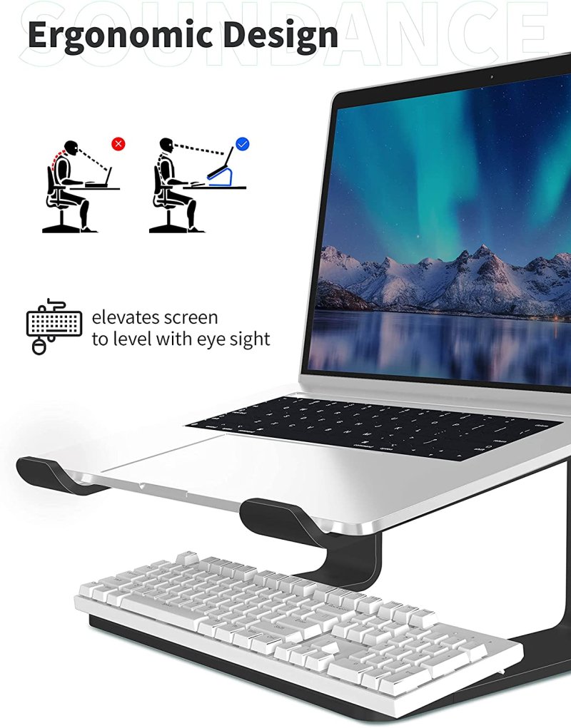 Strong heat dissipation Laptop Stand Aluminum Computer Riser for Apple 10 inch to 15.6 inch Black