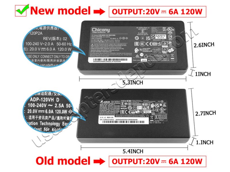 Original 120W Charger MSI Thin GF63 12VF AC Adapter + Cable