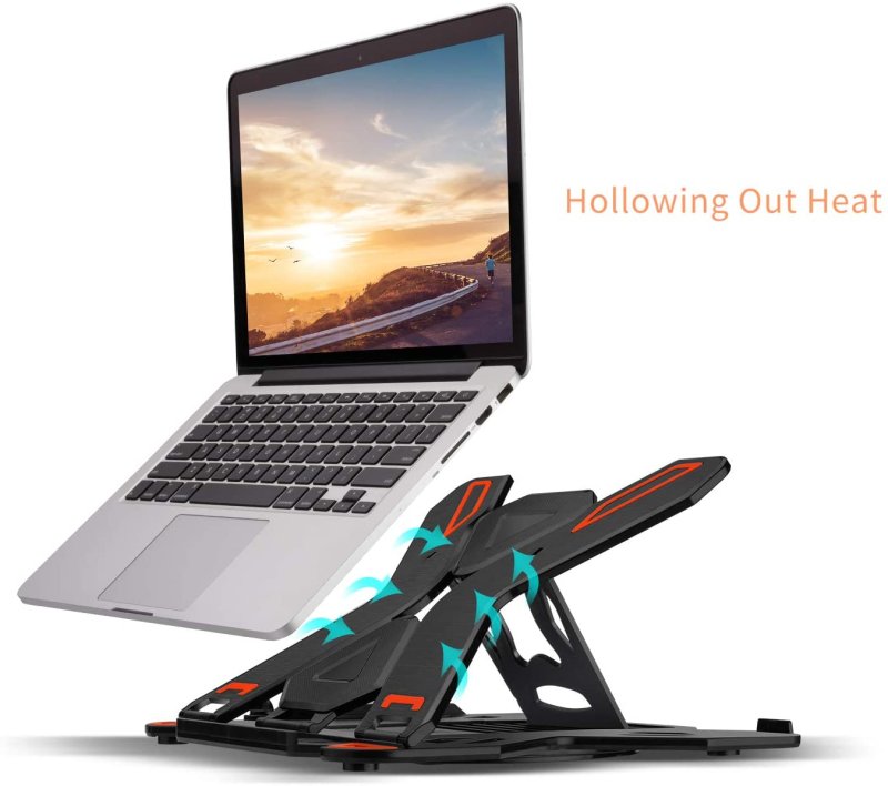 360°Rotating Laptop Stand With Phone Holder Adjustable Portable Stand for 10 inch to 17 inch Laptop Black