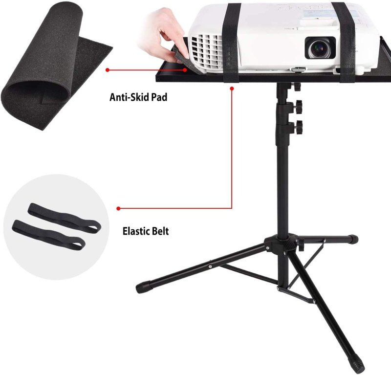 Projector tripod stand, universal laptop tripod stand, portable DJ equipment stand, folding floor-standing tripod stand, outdoor computer desk stand for stage or studio, height adjustable from 23 inch to 63 inch