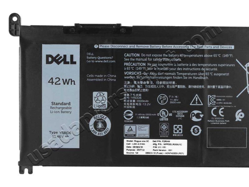 Original Dell Inspiron 14 5485 2-in-1 P93G P93G002 Battery 42Wh