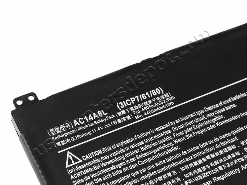 11.4V 52.5Wh Acer Aspire VN7-571G-55UV VN7-571G-580S Battery