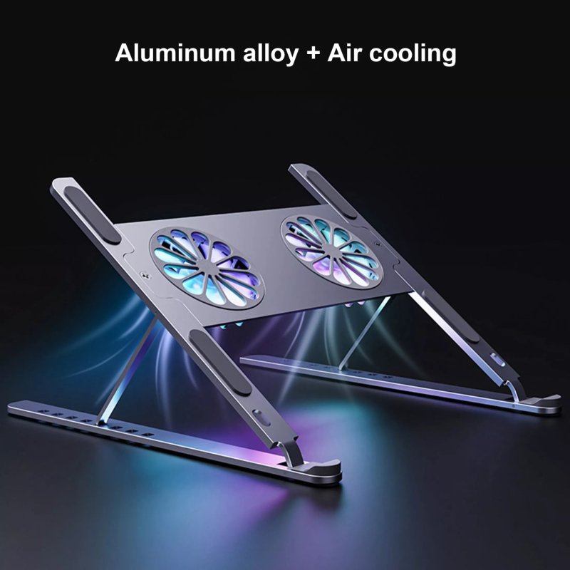 Adjustable foldable computer silent fan radiator base bracket laptop stand for 14 inch to 17.3 inch dark and gray