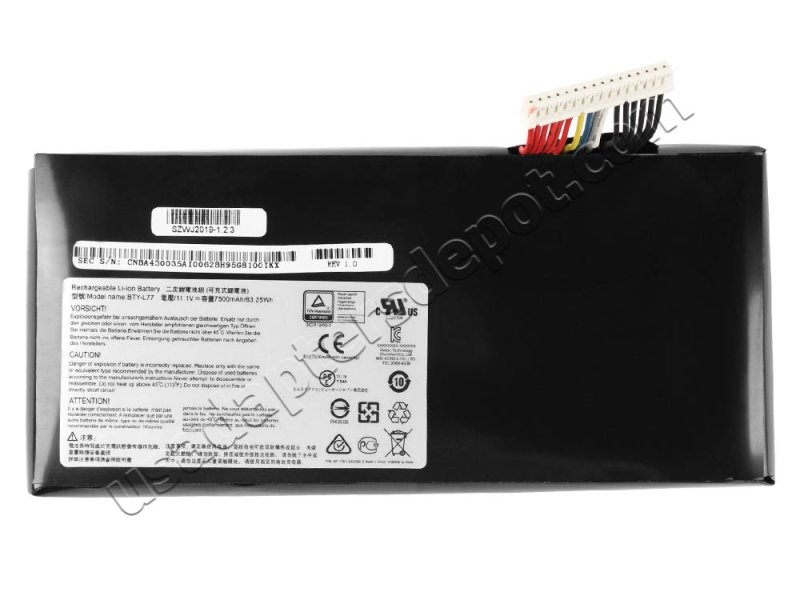 83.5Whr 9Cell 7500mAh MSI GT72 Dominator Pro 2PE-016AU Battery