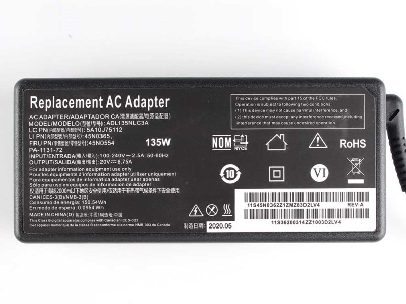 135W AC Adapter Charger Compatible With 3 15ACH6 82K2 With Power Supply