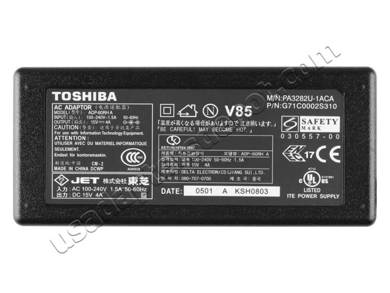 60W Toshiba Satellite 2400-103DVD 2400-A620 AC Adapter Charger