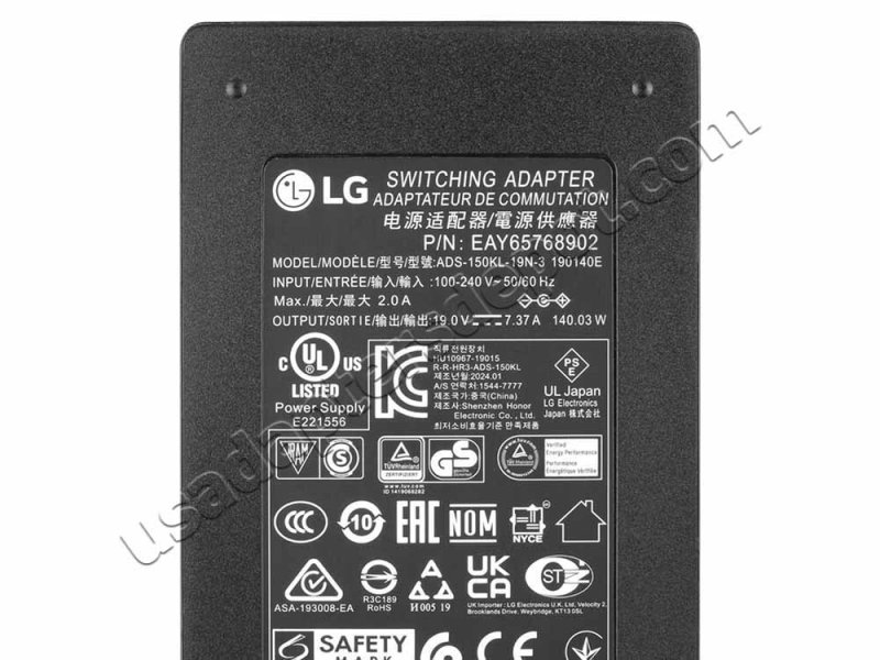 140W LG All-in one PC 27V740-KT30K AC Adapter Charger Power Cord