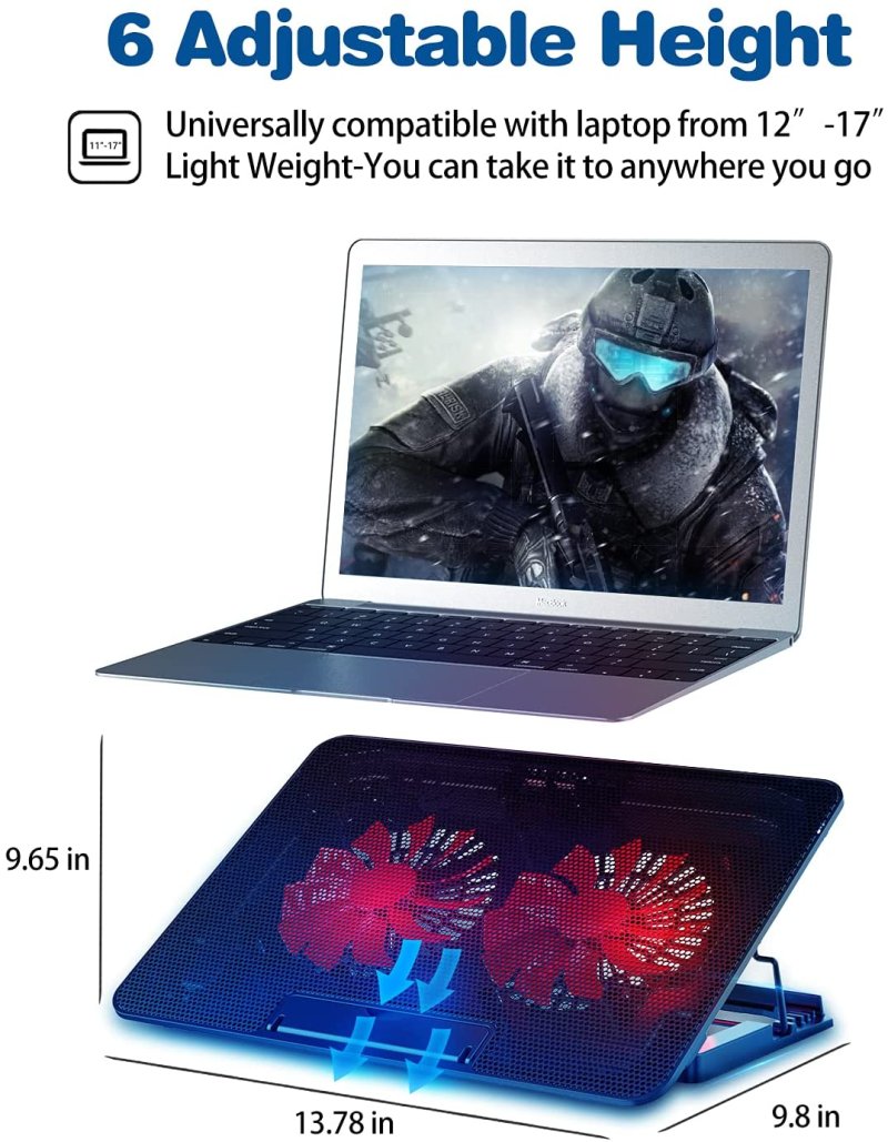 Adjustable Foldable Laptop Stand with cooling fan bracket for Laptop 7.9 inch to 17 inch Red