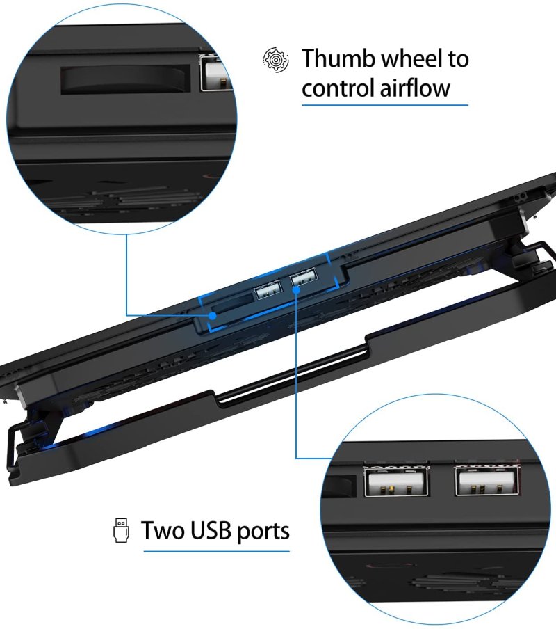 Adjustable Foldable Laptop Stand with cooling fan bracket for Laptop 7.9 inch to 17 inch Blue