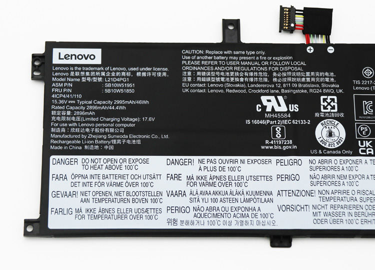 Original Battery Lenovo ThinkPad L13 Yoga Gen 3 21B50043UK 2995mAh 46Wh