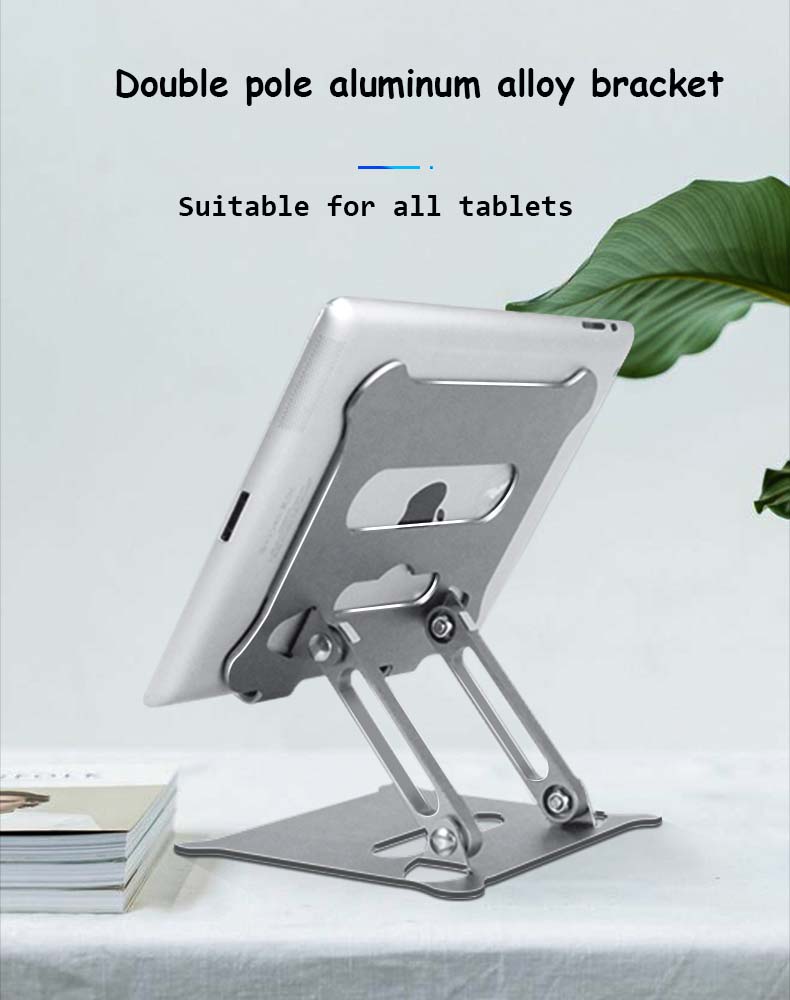 Adjustable Foldable Universal Pad Tablet Stand Riser Suitable for all Tablet Silver